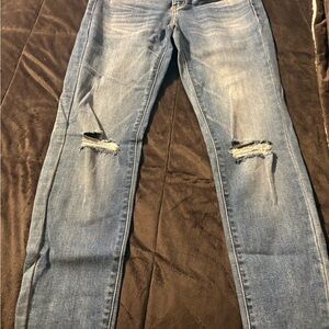 KanCan Petite distressed straight leg jeans